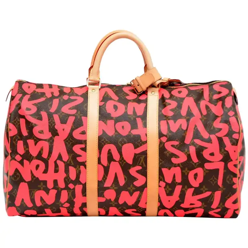 Louis Vuitton Pink Neon Keepall 50 Graffiti Bag $5800