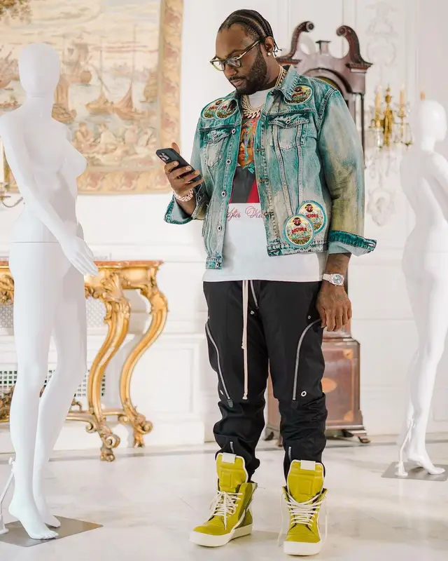 Peezy outfit in Who Decides War and Rick Owens, 2023