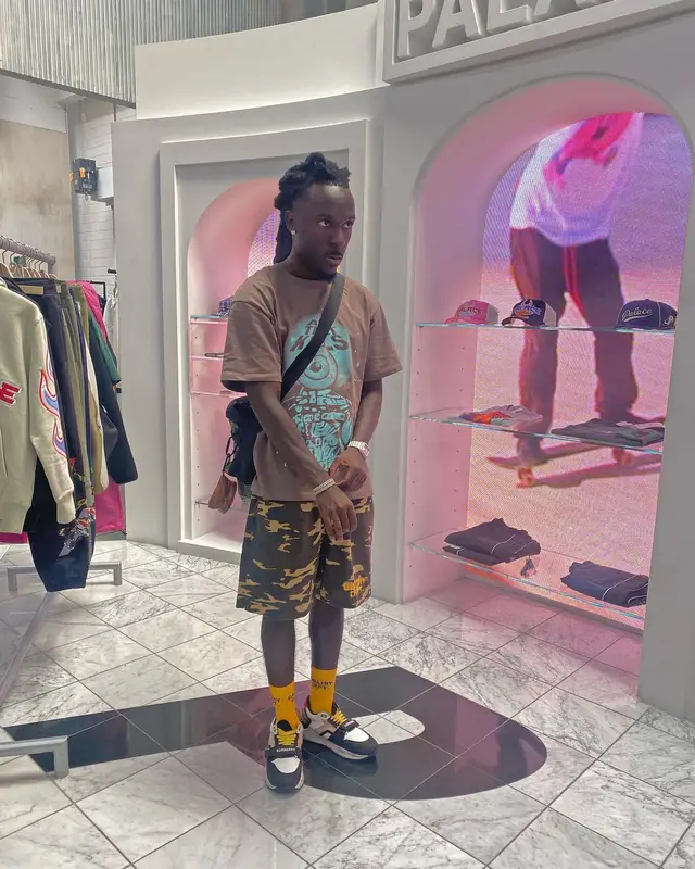 Marty Mula outfit in Gallery Dept., Burberry, and Bape, 2022