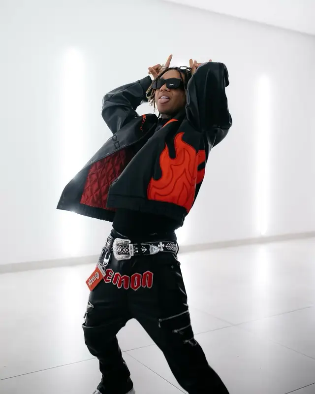 Swae Lee outfit in Louis Vuitton, B.B. Simon, and Prada, 2023
