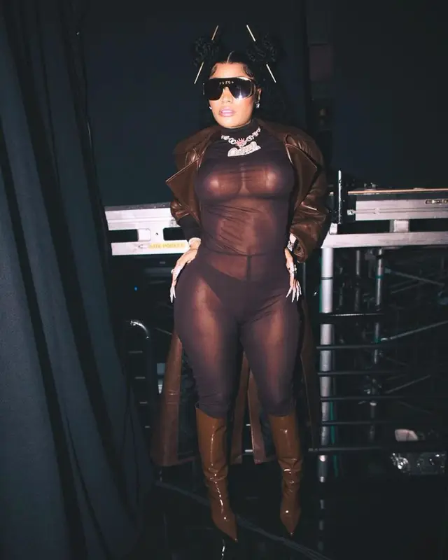 Nicki Minaj outfit in Saint Laurent and Louis Vuitton, 2023