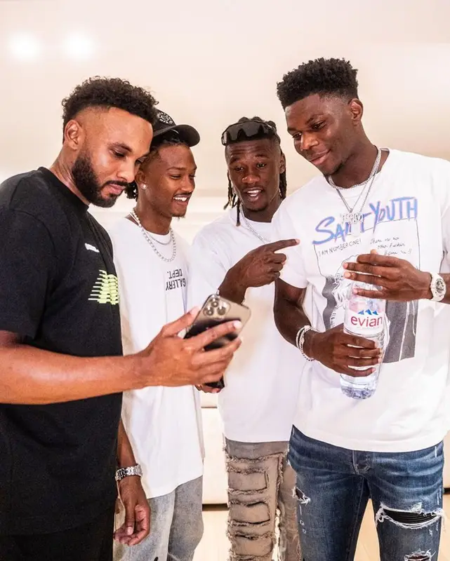 Aurelien Tchouameni outfit in Amiri, Louis Vuitton, and Nike, 2023