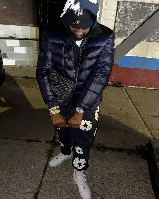 Peezy outfit in Prada, Denim Tears, and Nike, 2023