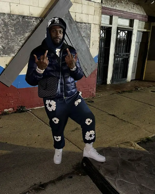 Peezy outfit in Prada, Denim Tears, and Nike, 2023