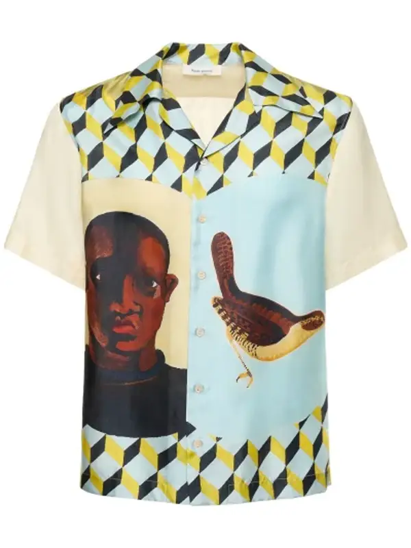 Wales Bonner Birdsong Printed Silk Bowling Shirt $1270