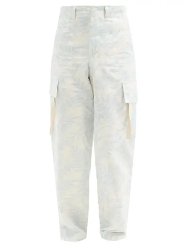 Jacquemus Alzu Leaf-Print Cotton Cargo Trousers $590