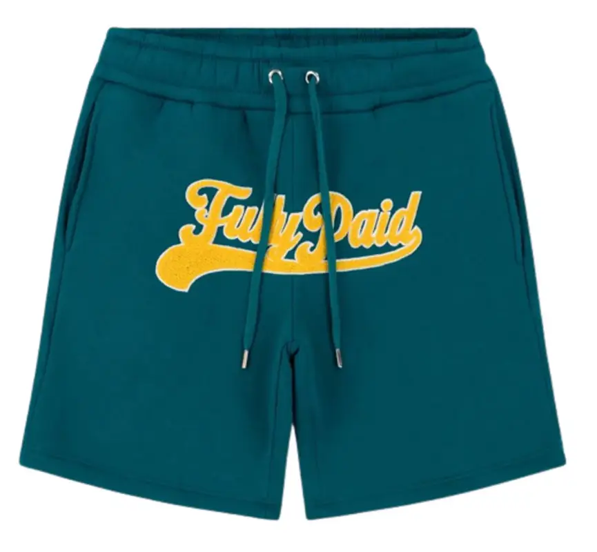 Fullypaid Petrol Blue/Yellow Varsity Shorts $63
