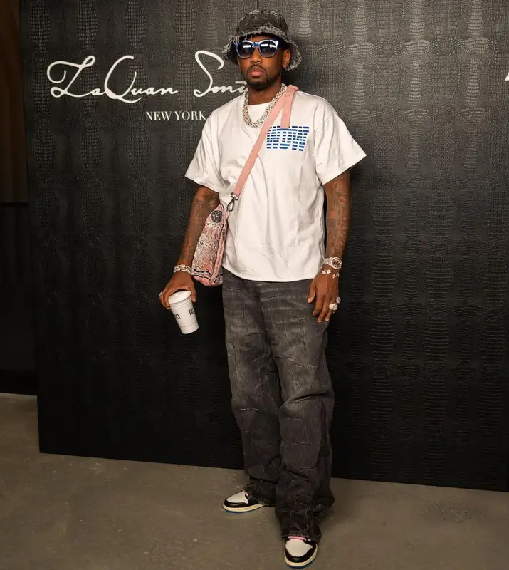 Fabolous outfit in Nike, Who Decides War, and Travis Scott Merch, 2023