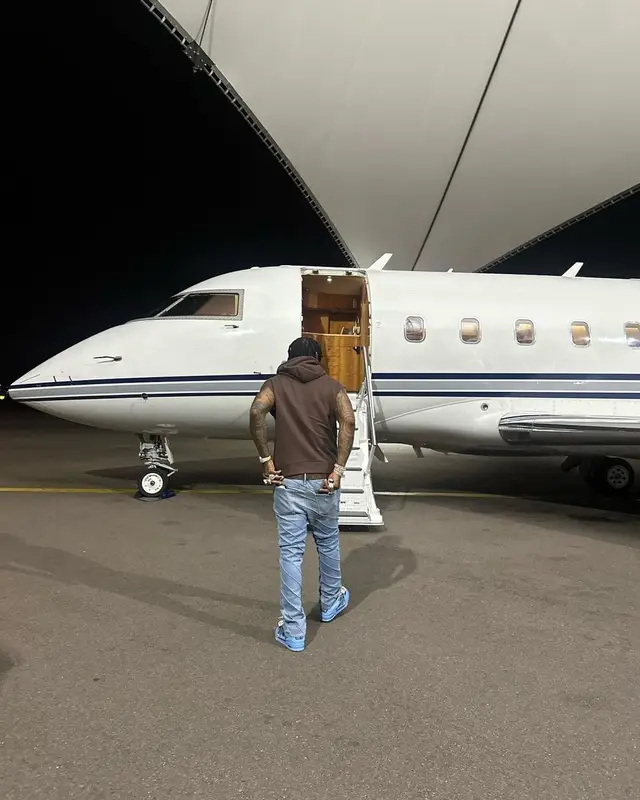 Moneybagg Yo outfit in Louis Vuitton and Chrome Hearts, 2023
