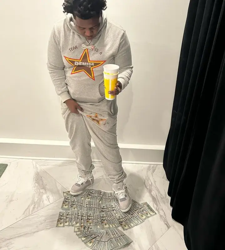 Big 30 outfit in Denim Tears and Jordan, 2023