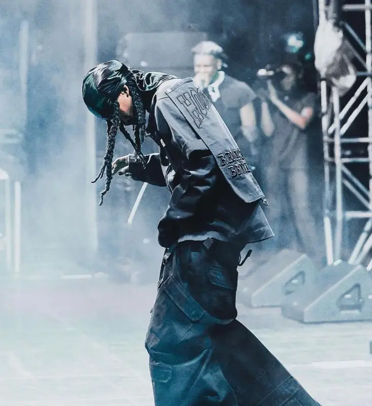Playboi Carti outfit in Hood by Air and Vetements, 2023