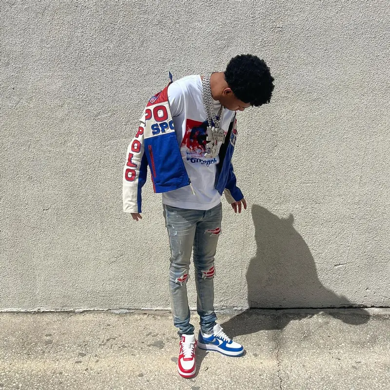 Nardo Wick outfit in Polo Ralph Lauren, Givenchy, and Amiri, 2023