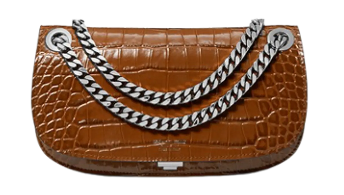 Michael Kors Chestnut Christie Mini Crocodile Embossed Leather Envelope Bag $953
