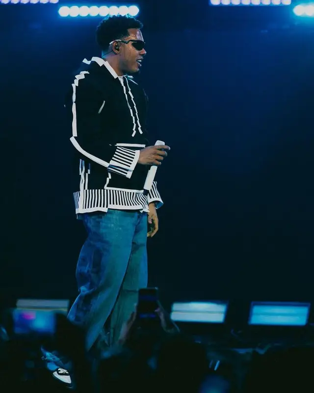 Myke Towers outfit in Loewe, Nike, and Dior, 2023