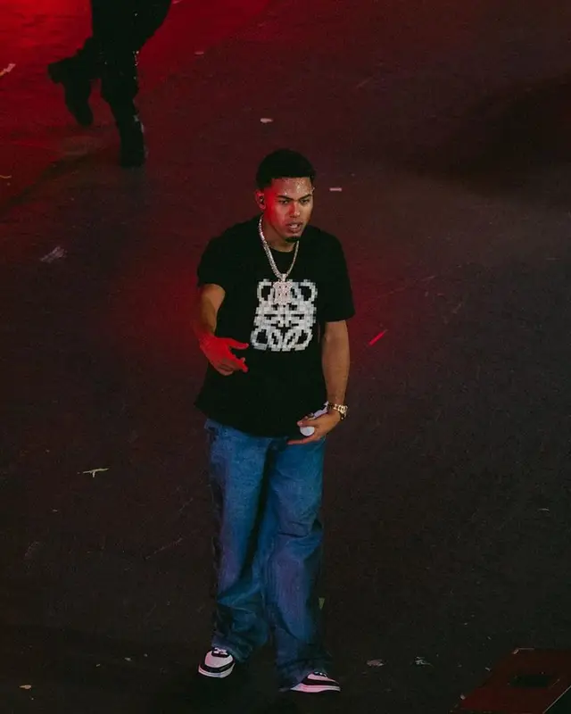 Myke Towers outfit in Loewe, Nike, and Dior, 2023