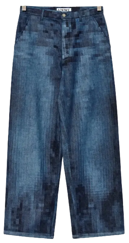Loewe Pixelated Denim Baggy Jeans $1150