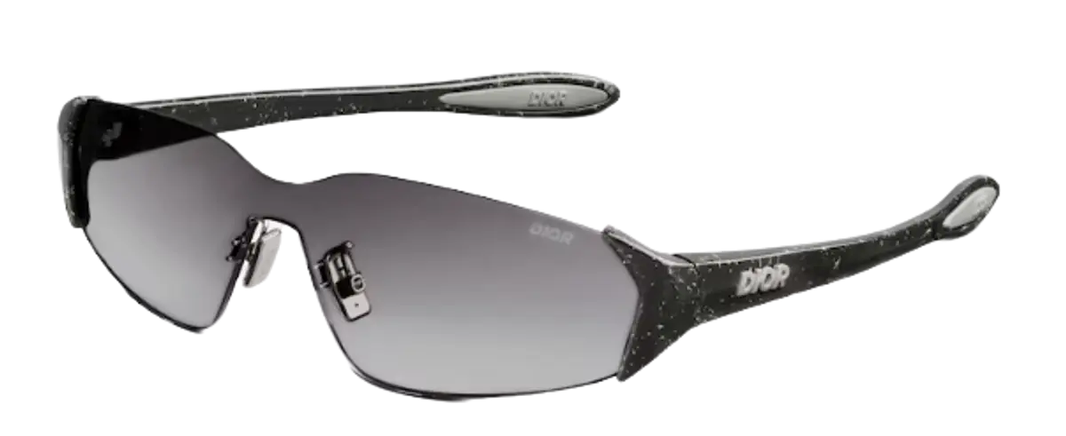 Dior Black Marbled-Effect Mask Sunglasses $590