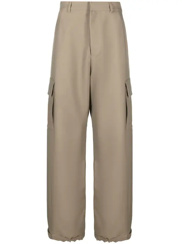 Off-White Ow Emb Drill Wide-Leg Cargo Trousers $915