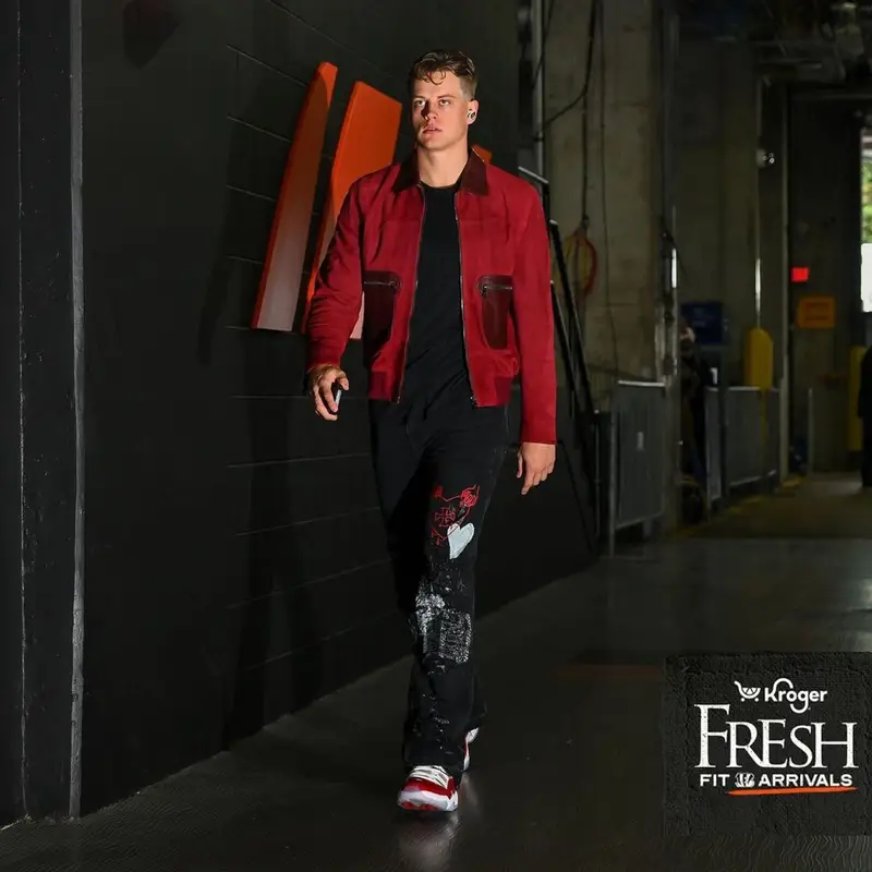 Joe Burrow outfit in Dolce & Gabbana, Live2Love, and Nike, 2023
