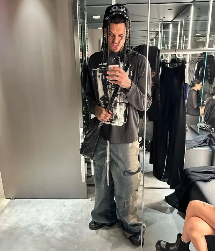Jordan Clarkson outfit in Rick Owens, Raf Simons, and Balenciaga, 2023