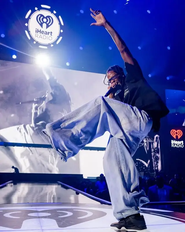 Travis Scott outfit in Jordan, Rick Owens, and Cactus Jack, 2023