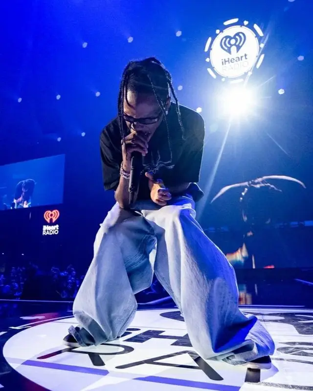 Travis Scott outfit in Jordan, Rick Owens, and Cactus Jack, 2023