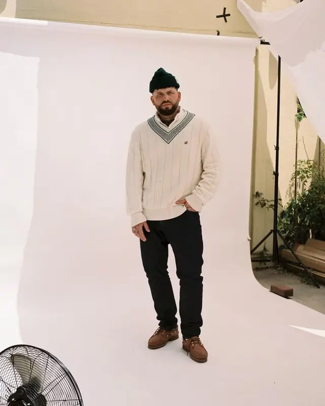 Larry Gashi outfit in Aime Leon Dore, 2023