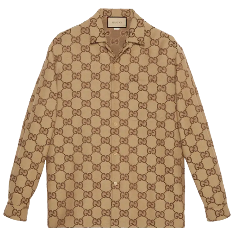 Gucci Beige Hemd Aus Maxi Gg Canvas Shirt $1350