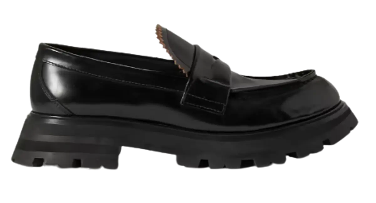 Alexander McQueen Black Glossed-leather Exaggerated-sole Loafers $790