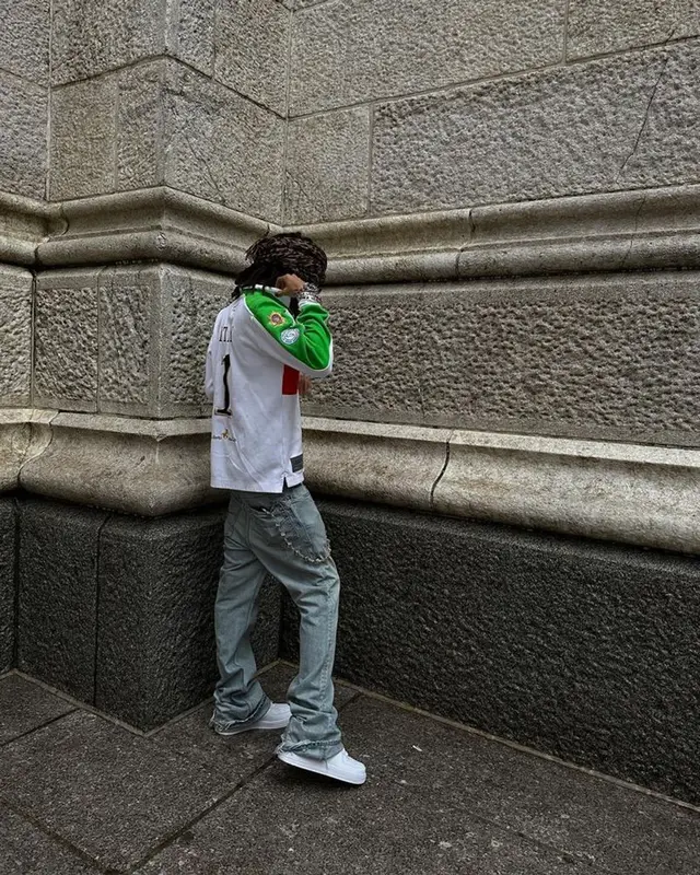 Lil Tecca outfit in Polo Ralph Lauren, Balenciaga, and Chrome Hearts, 2023