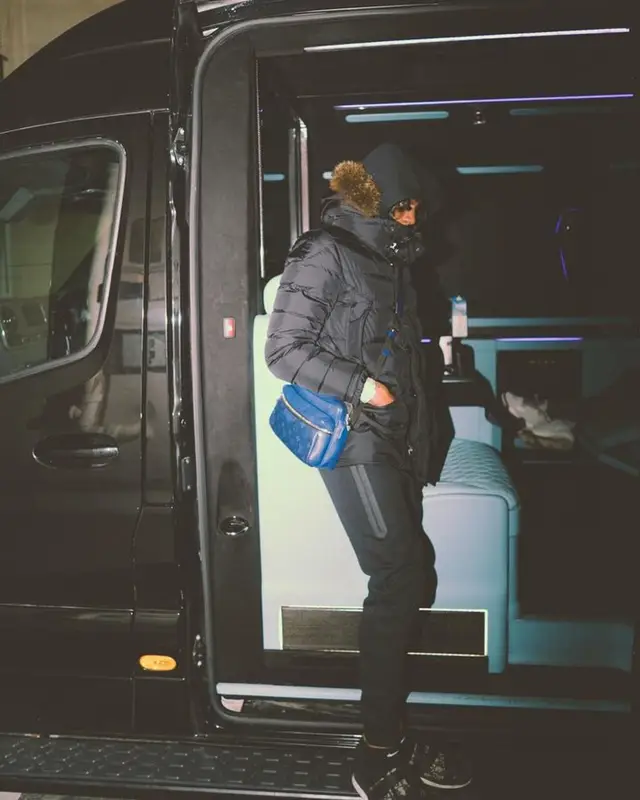 Russ Millions outfit in Moncler, Nike, and Louis Vuitton, 2023
