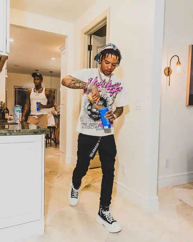 Lil Migo outfit in Hellstar, Valabasas, and Alexander McQueen, 2023