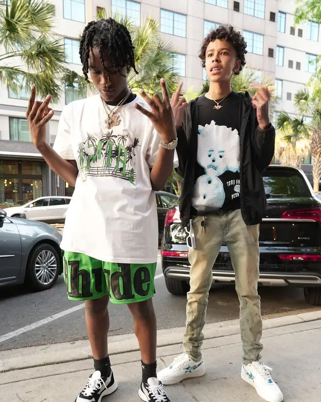 Baby Jungle outfit in Amiri, Rhude, and Nike, 2023