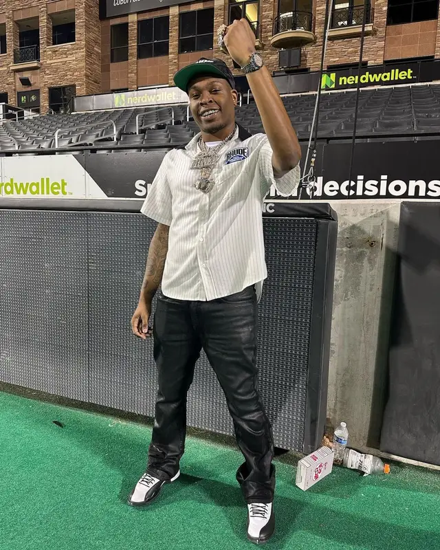 Kenny Muney outfit in Jordan and Rhude, 2023