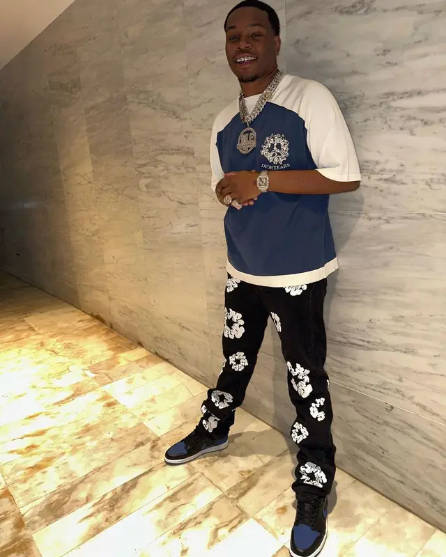 Kenny Muney outfit in Dior, Nike, and Denim Tears, 2023