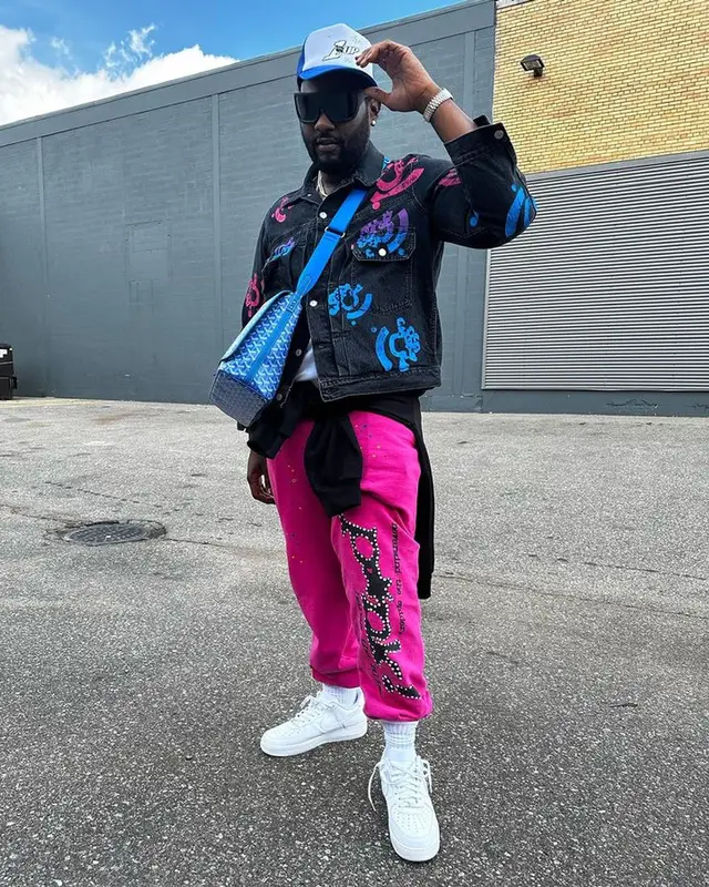 Peezy outfit in Denim Tears, Spider Worldwide, and Bstroy, 2023