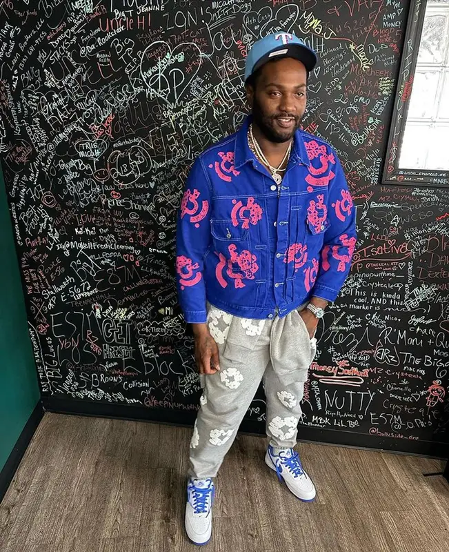 Peezy outfit in Denim Tears, New Era, and Bstroy, 2023