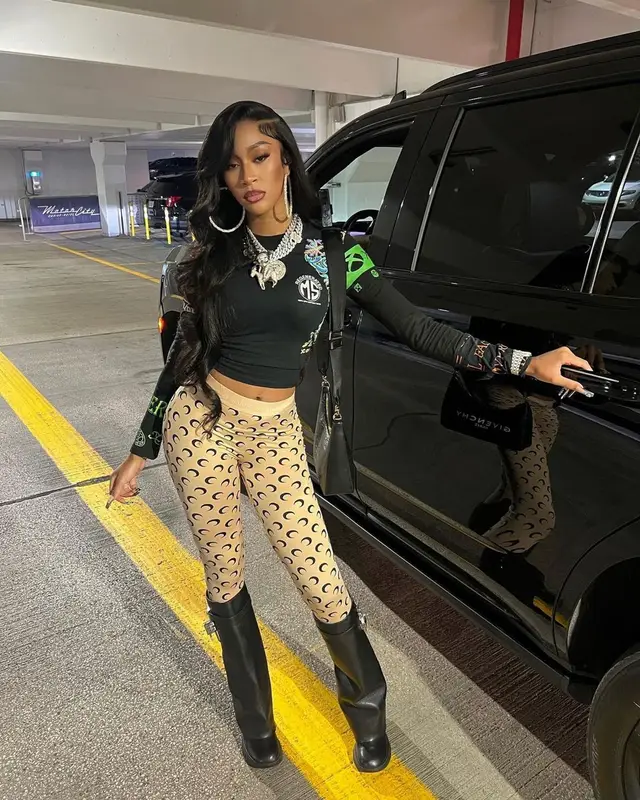 Lakeyah outfit in Marine Serre and Givenchy, 2023