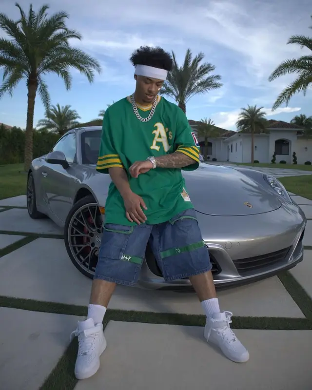 Luh Kel outfit in Mitchell & Ness, Marithe + Francois Girbaud, and Nike, 2023