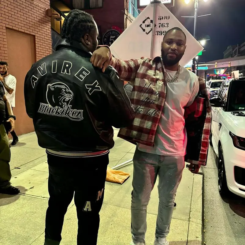 Tee Grizzley outfit in Avirex, Amiri, and Rick Owens, 2023