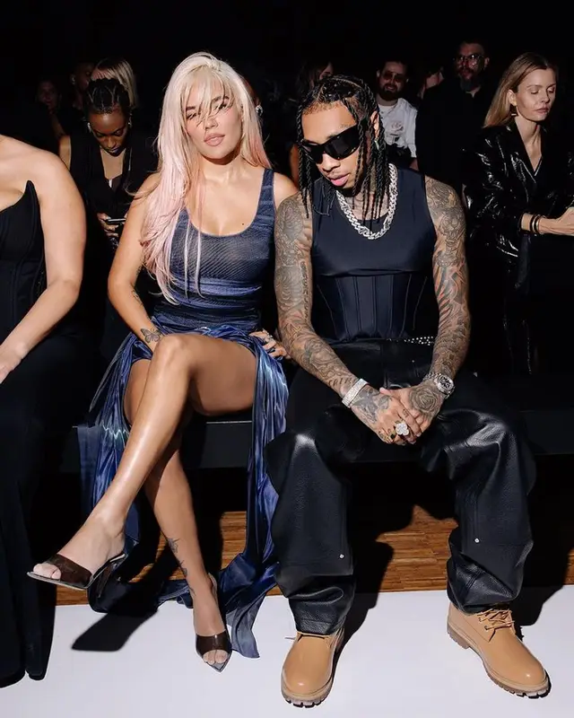 Tyga outfit in Mugler, Timberland, and Givenchy, 2023