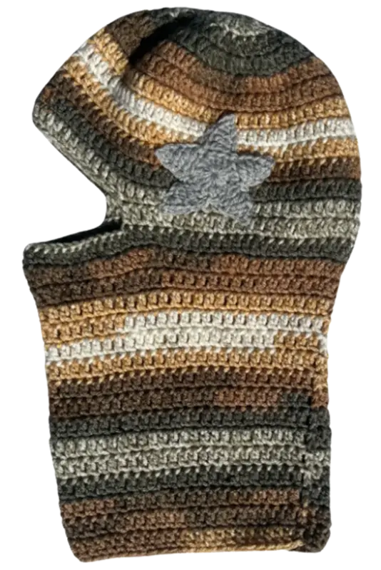 Crochet for the Culture Green Beige Knitted Balaclava $80