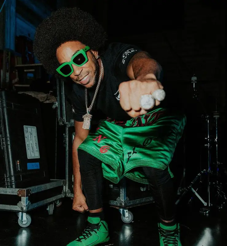Ludacris outfit in Saint Michael, Jordan, and Bottega Veneta, 2023