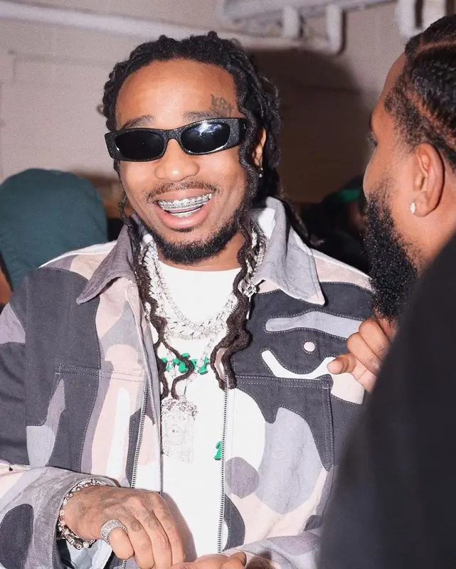 Quavo outfit in Louis Vuitton and Celine, 2023