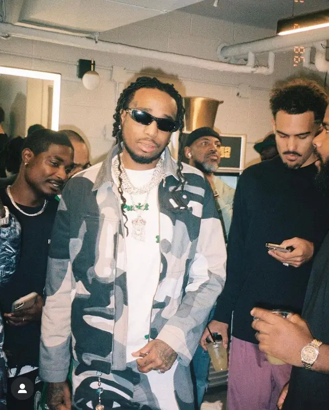 Quavo outfit in Louis Vuitton and Celine, 2023