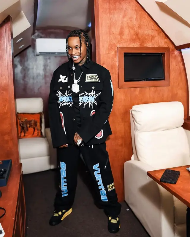 Lil Perfect outfit in Louis Vuitton and Jordan, 2023