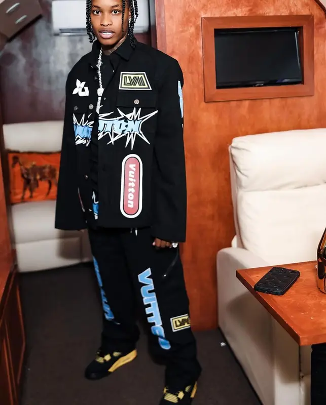 Lil Perfect outfit in Louis Vuitton and Jordan, 2023