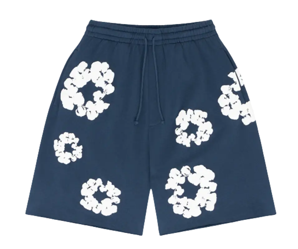 Denim Tears The Cotton Wreath Navy Shorts $175