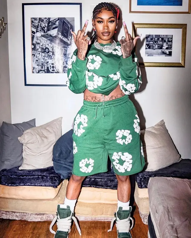 Asian Doll outfit in Denim Tears and Rick Owens, 2023
