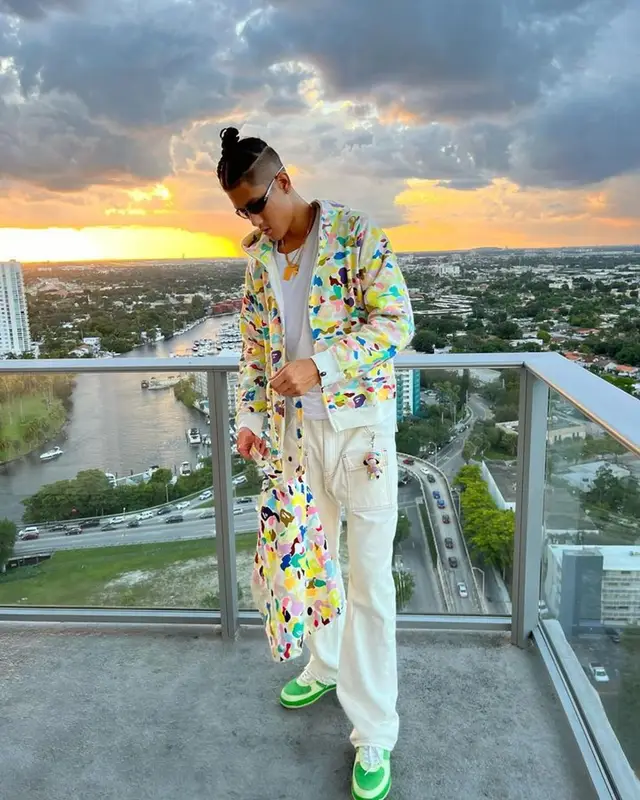 Spence Lee outfit in Bape and Cartier, 2023